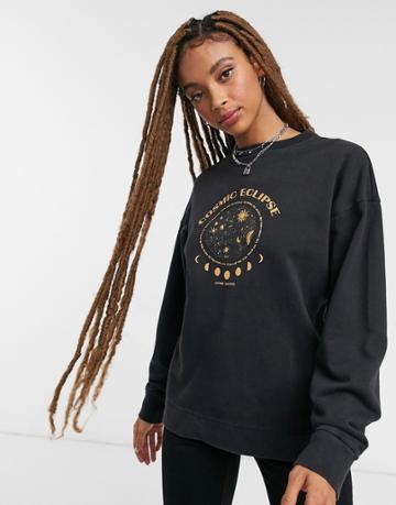 Violet Romance Printed Sweatshirt In Black