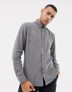 Esprit Slim Fit Button Down Soft Flannel Shirt In Gray - Gray