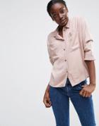 Asos Batwing Slouchy Shirt With Pockets - Pink