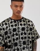 Asos Design Oversized T-shirt With All Over Gold Embellishment-black