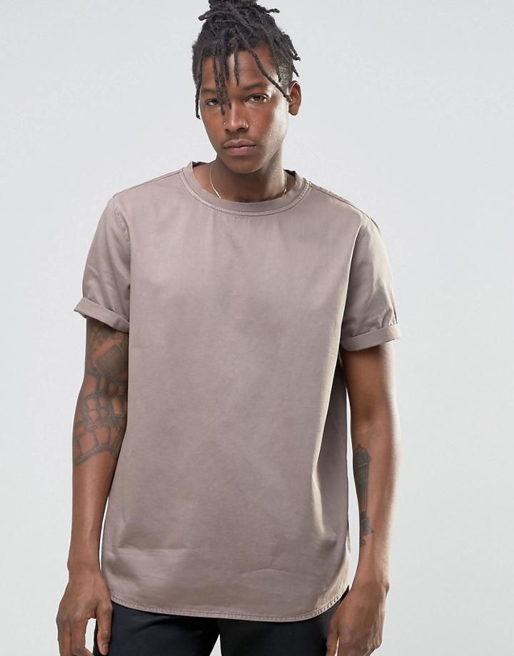 Asos Heavyweight Laundered Woven T-shirt - Beige