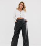 Wild Honey Plus Wide Leg Pants In Faux Leather-black