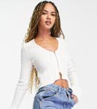 Asyou Fur Trim Cardigan In Cream-white
