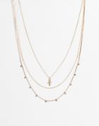 Asos Design 3-pack Necklaces With Opal Design Chain And Mini Cross In Gold Tone