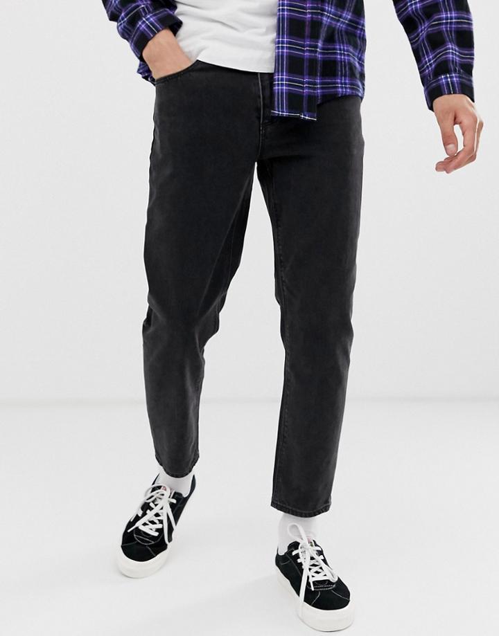Asos Design Classic Rigid Jeans In Washed Black - Black