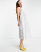 Vero Moda Smock Top Cami Midi Dress In Silver Sheen-gray
