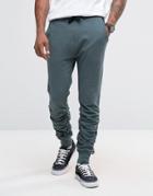 Asos Skinny Ruched Joggers In Slate Blue - Blue