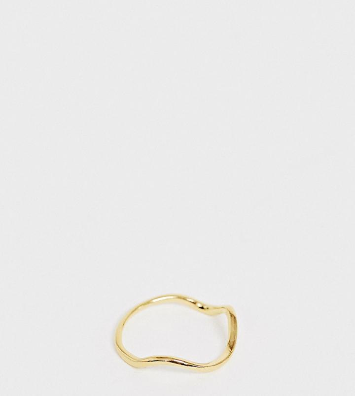 Asos Design Sterling Silver Ring With Gold Plate In Wiggle Design - Gold