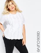Asos Curve T-shirt With Ruffle Trim - White