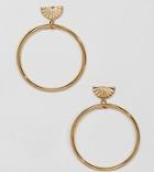 Asos Design Premium Gold Plated Hoop Earrings With Etched Sun Ray Detail - Gold