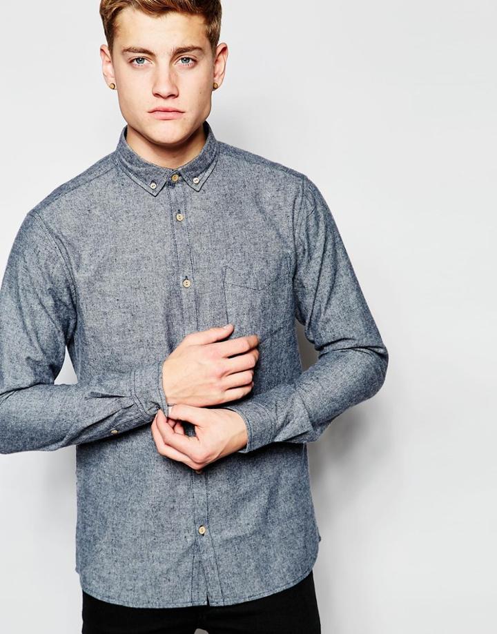 Solid Brushed Flannel Shirt - Black