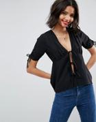 Asos Tie Detail Blouse - Black