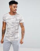 Gym King Muscle T-shirt In Stone Camo - Stone
