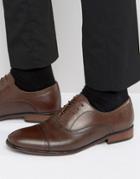 Red Tape Toe Cap Oxford Shoes In Brown Leather - Brown