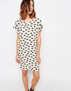 Vila Roll Sleeve Shift Dress - Pink Tint Print