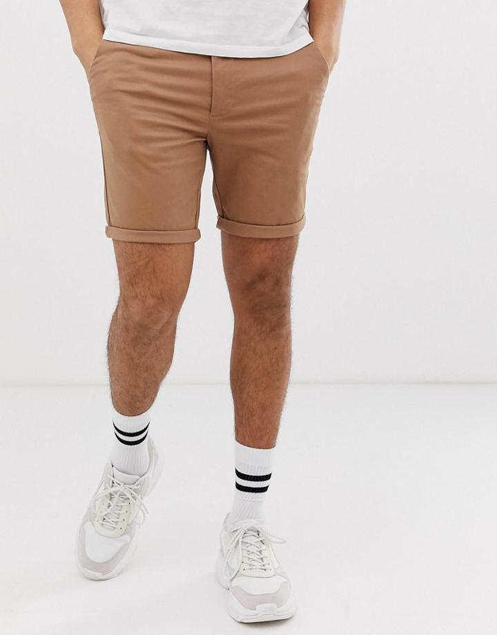 River Island Chino Shorts In Tan - Tan