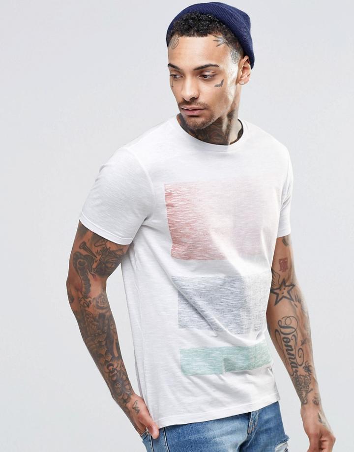 Asos T-shirt In Slub Fabric With Colored Reverse Block Print - Off White