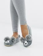 Boux Avenue Pom Pom Bear Slipper Pump - Gray