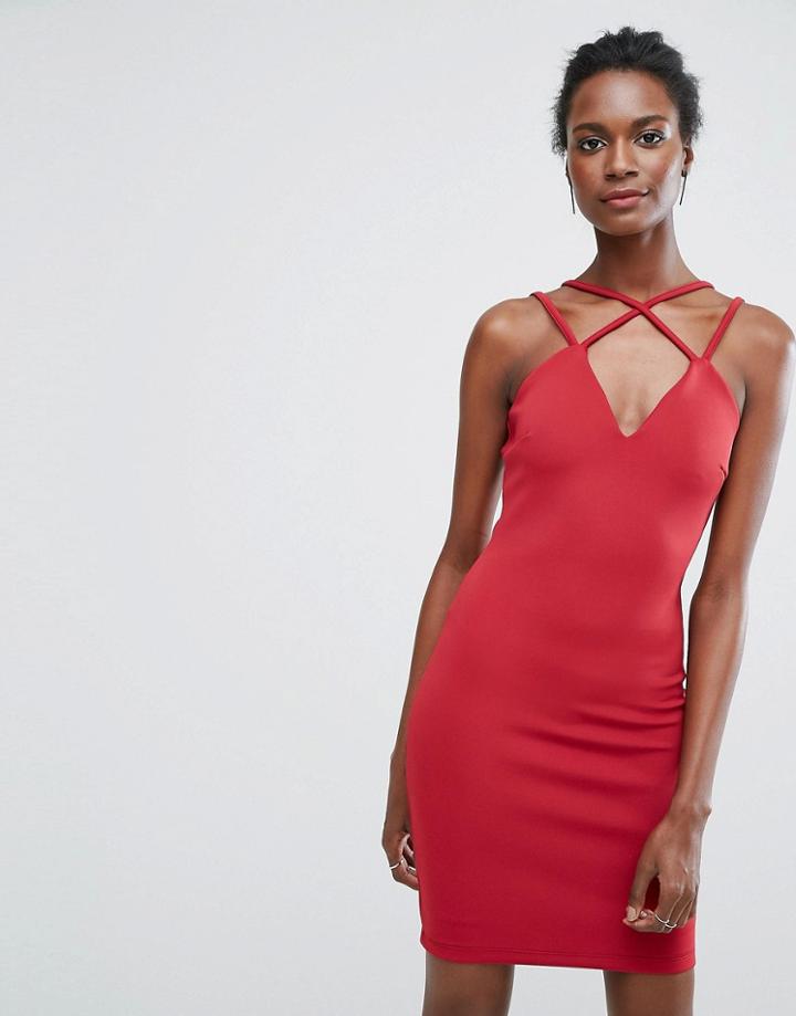 Wal G Double Strap Cami Dress - Red