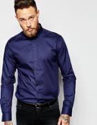 Noose & Monkey Shirt With Monkey Skull Button Down Collar - Navy