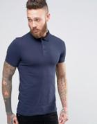 Asos Extreme Muscle Polo Shirt In Navy - Navy
