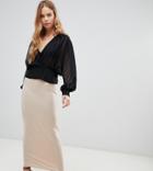 Boohoo Basic Maxi Skirt In Nude - Beige