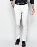 Devil's Advocate Skinny Stretch Fit Herringbone Suit Pants - White