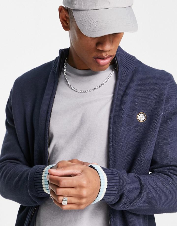 Pretty Green Track Top In Navy