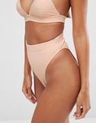 Asos Mix And Match High Leg And High Waist Bikini Bottom In Rib - Pink