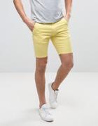 Farah Hawk Straight Chino Shorts In Yellow - Yellow