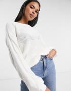 Vila Knitted Sweater With Balloon Sleeve In White