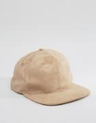 Asos Snapback Cap In Stone Suedette - Cream