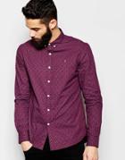 Farah Shirt With Paisley Print Slim Fit Exclusive - Burgundy