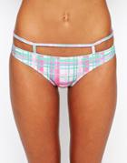 Asos Pastel Check Caged Strappy Bikini Bottom - Multi