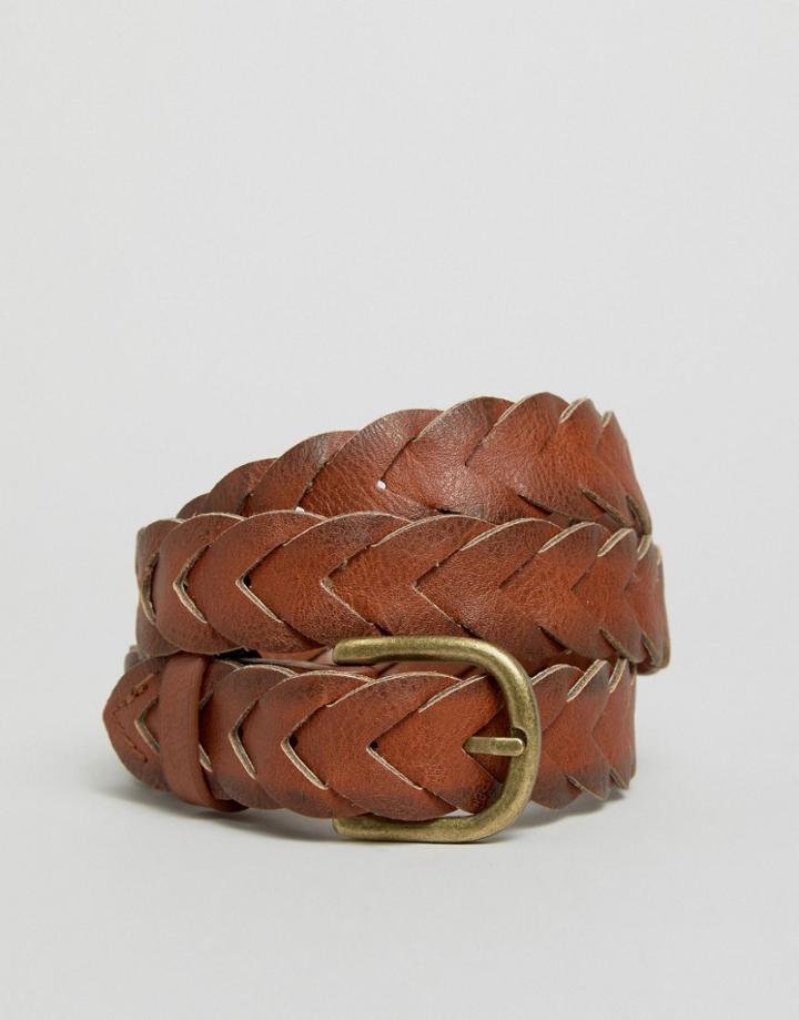 Vero Moda Braid Leather Belt - Brown