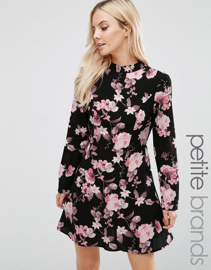 Miss Selfridge Petite Printed High Neck Dress - Multi