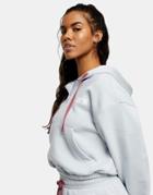 Topshop Active Cropped Sports Hoodie In Gray-brown