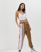 Zya Sweatpants With Contrast Side Stripe-brown