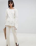 Weekday Limited Collection Denim Blouse With Seaming And Back Button Detail In Organic Cotton - Beige