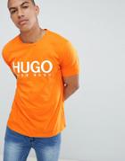 Hugo Dolive Large Logo T-shirt In Orange - Orange