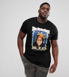 Asos Plus Notorious Big Longline T-shirt With Glitter Print - Black