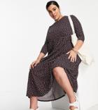 Simply Be Tiered Midi Dress In Polka Dot-multi
