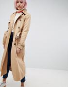 Asos Design Longline Classic Trench Coat - Stone