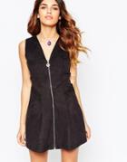 Asos Suedette A-line Dress - Charcoal $35.00