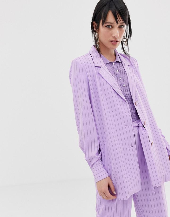 Gestuz Tara Pinstripe Blazer - Purple