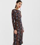 Warehouse Dress In Abstract Snake Print - Multi