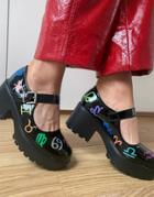 Koi Footwear Gamzee Vegan-friendly Heeled Shoes With Print In Black