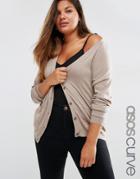 Asos Curve Cardigan In Cashmere Mix - Gray