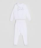 Asos Design Tracksuit Hoodie / Slim Jogger With Bride Embroidery In White