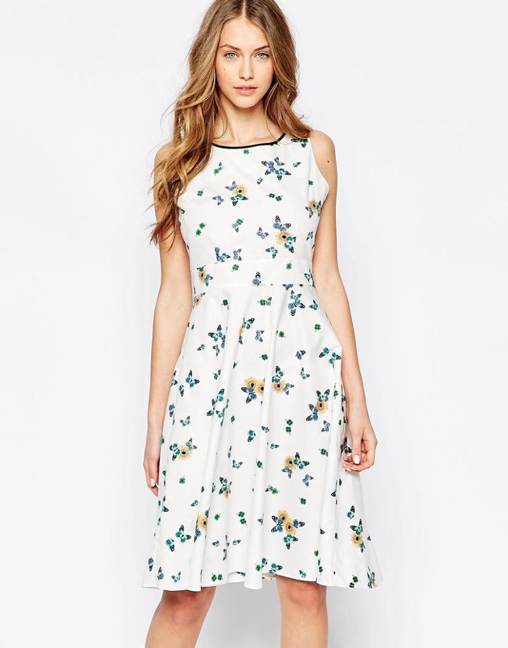 Trollied Dolly Back Flash Dress - Cream Butterfly